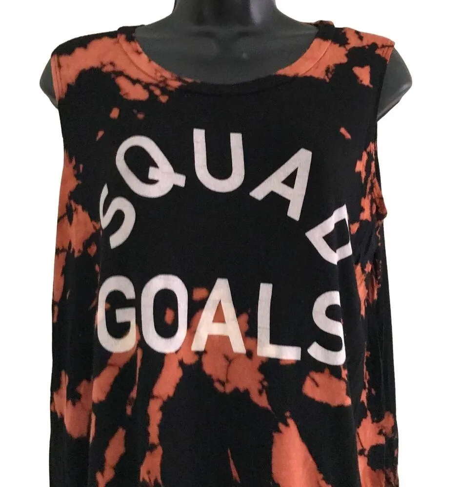 Bleach Dyed Black Tank Top Squad Goals Size Medium - Image 2