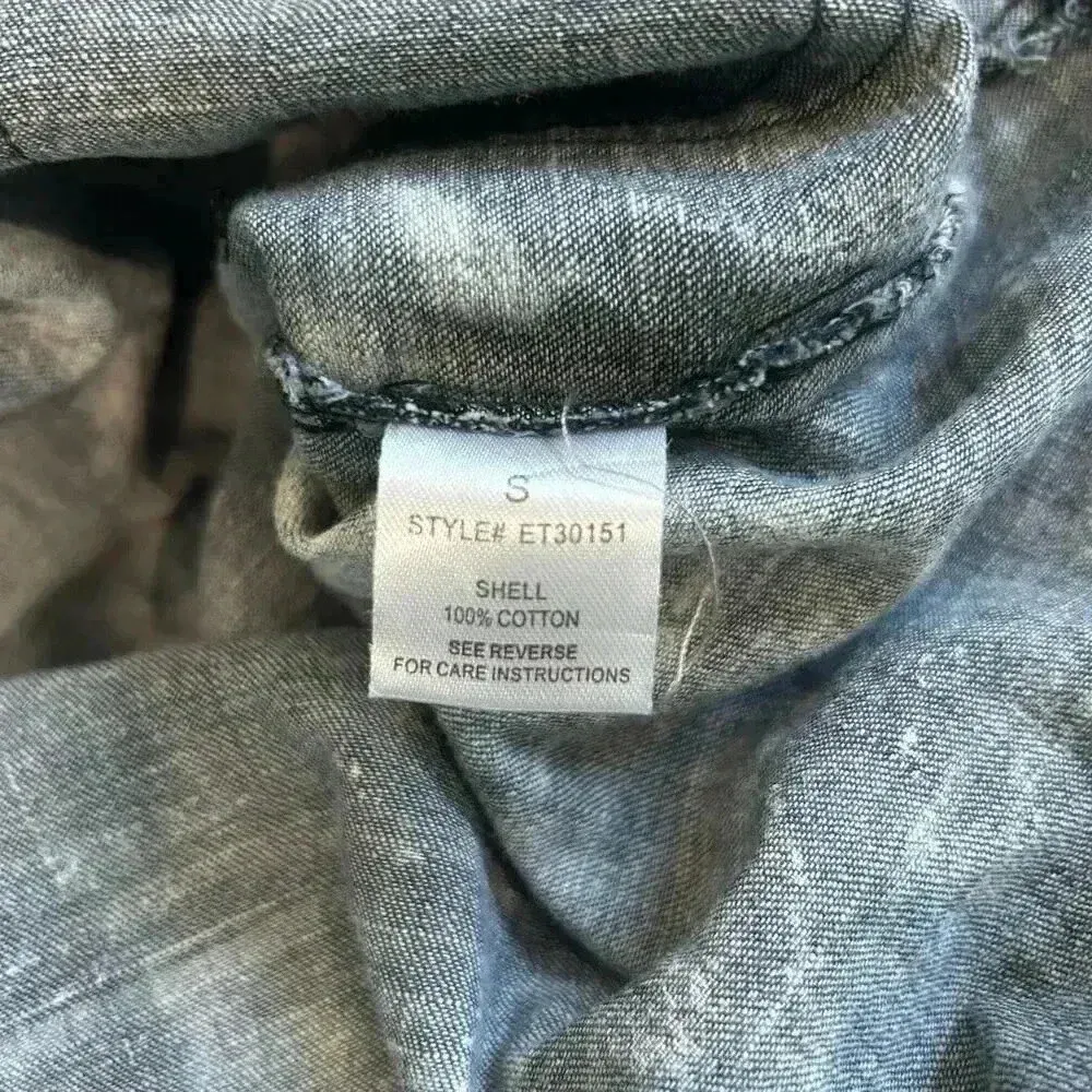 Oli & Hali Acid Wash Denim Cotton Oversized Button Shacket Shirt Jacket Size S Gray - Image 6