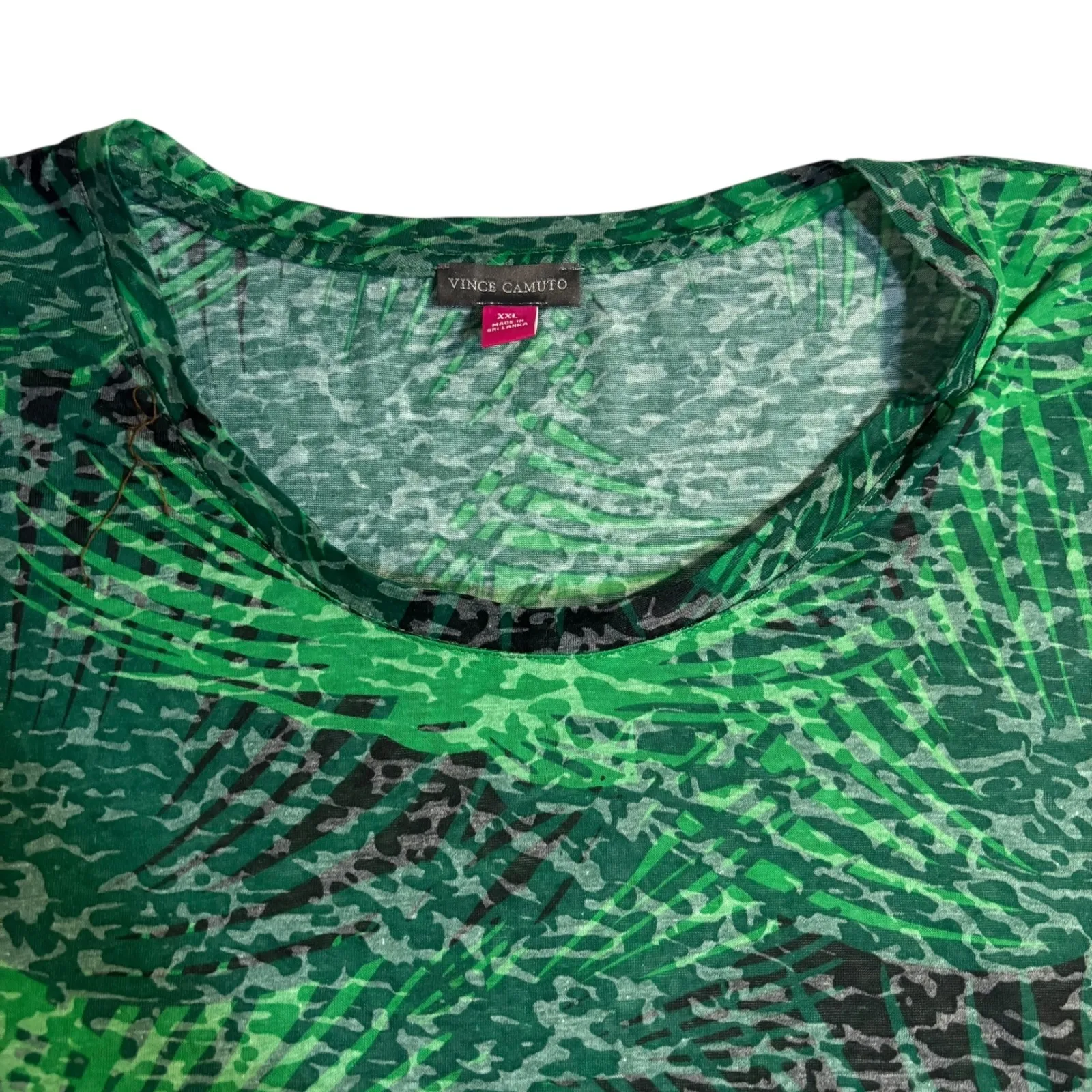 Vince Camuto XXL Green Tropical‎ Palm Leaf Print Tunic Top Women's - Image 3