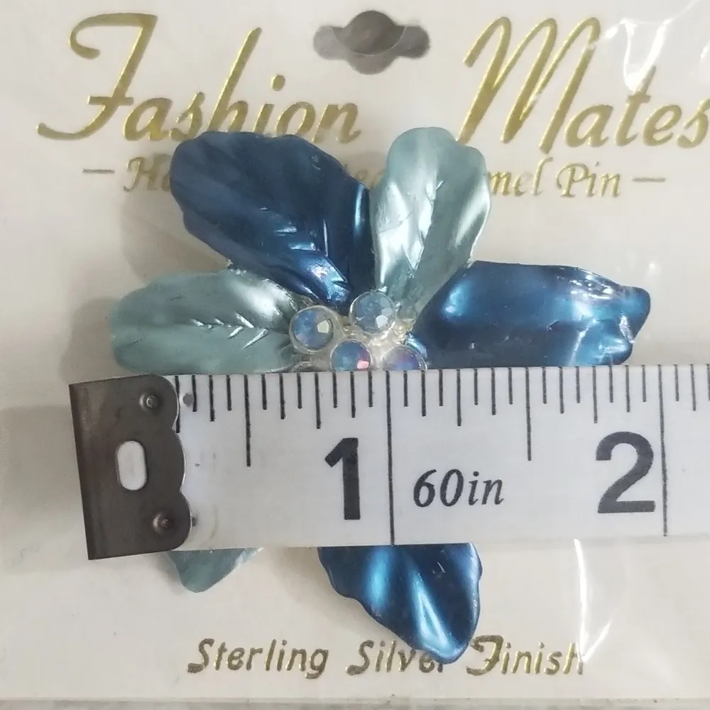 Fashion Mates enamel flower brooch Blue - Image 3