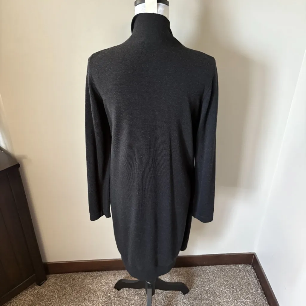 Akris Punto Wool Dress Cape Womens Designer Black Long Sleeve Size 8 - Image 6