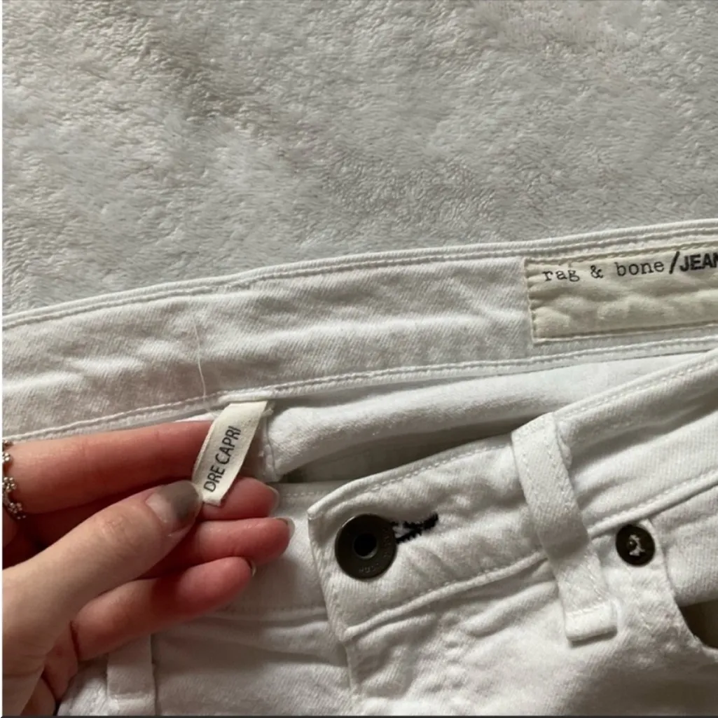 Rag & Bone White Distressed Dre Capri Pants - Image 6