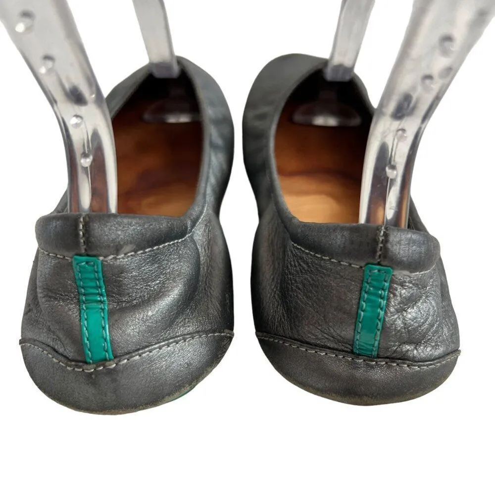 Tieks Ballet Flats Pewter Silver Leather Size 9‎ Slip On Ballerina Style Shoes - Image 4