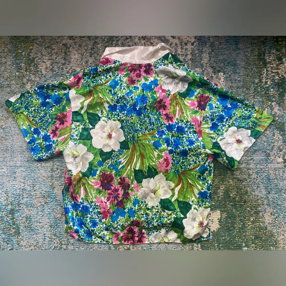 Vintage 80s Victoria’s Secret garden floral button silky pj top, size medium - Image 8