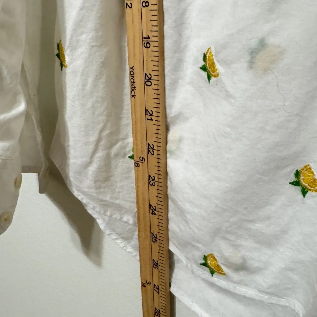Talbots Classic Cotton Button Down with Embroidered Lemons 1X - Image 9