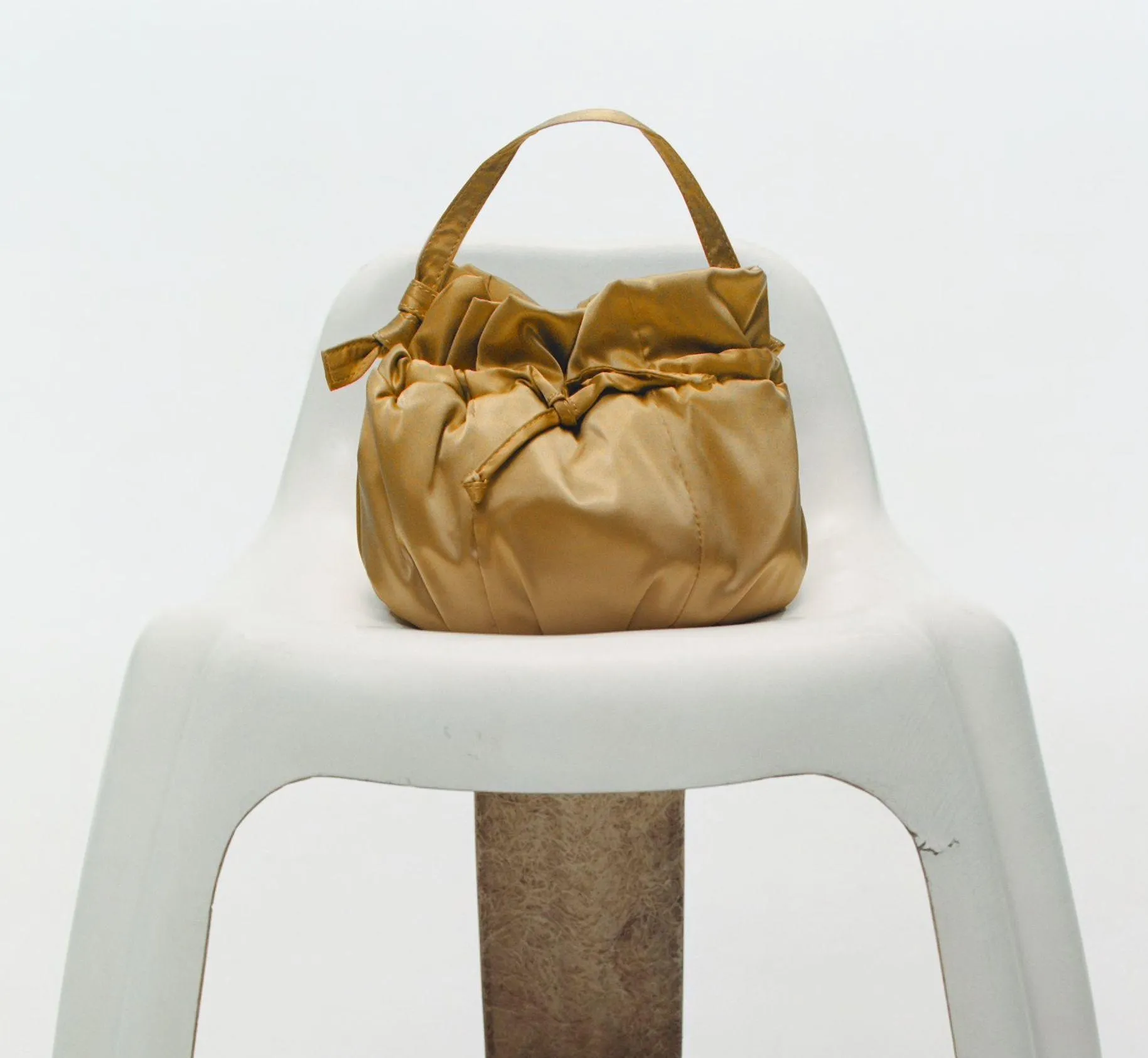Bloggers Fav Gold Satin Effect Mini Bucket Bag - Image 3
