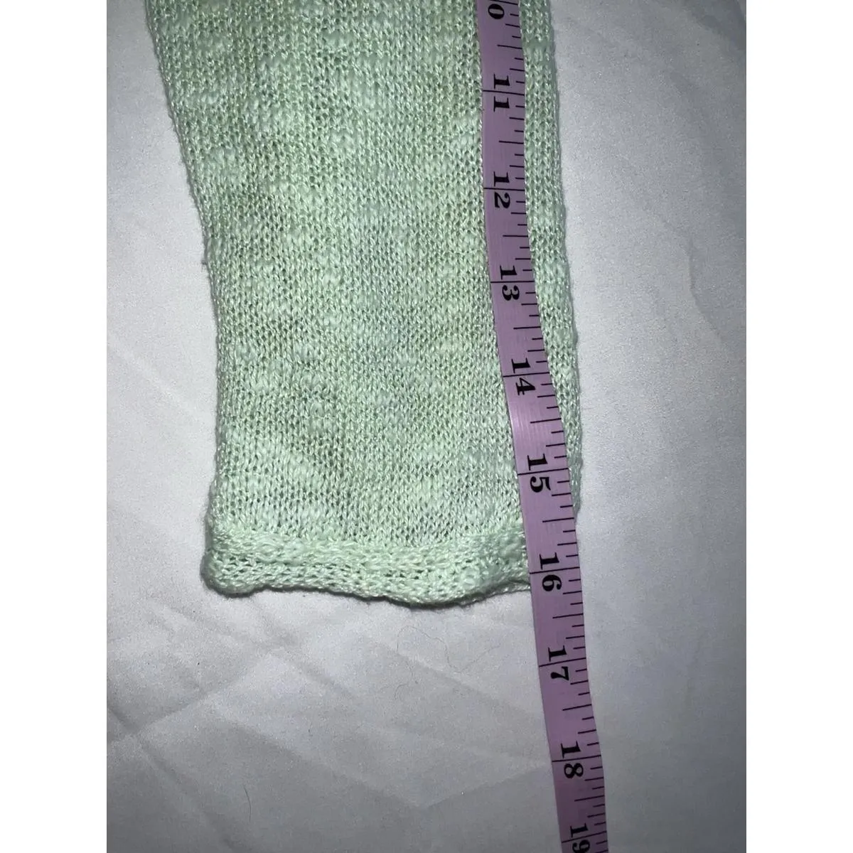 Lucky Brand mint green knit floral back mixed media lightweight top women M - Image 8