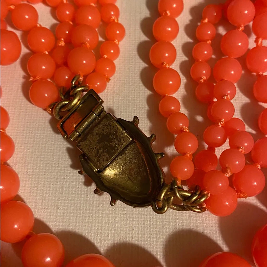J crew 4 strand orange neon ladybug statement necklace - Image 6