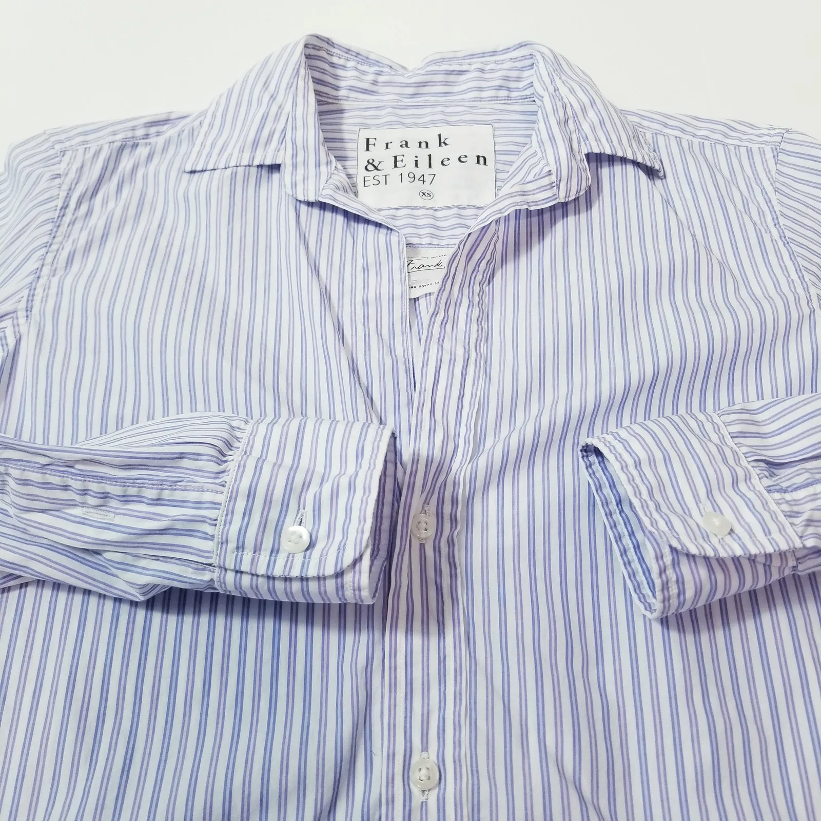 Frank & Eileen 100% Cotton Striped Button Front Shirt Woven in Italy - Image 9