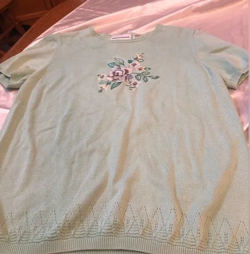 Vintage Alfred Dunner Floral Embellished Summer Sweater Size S - Image 1