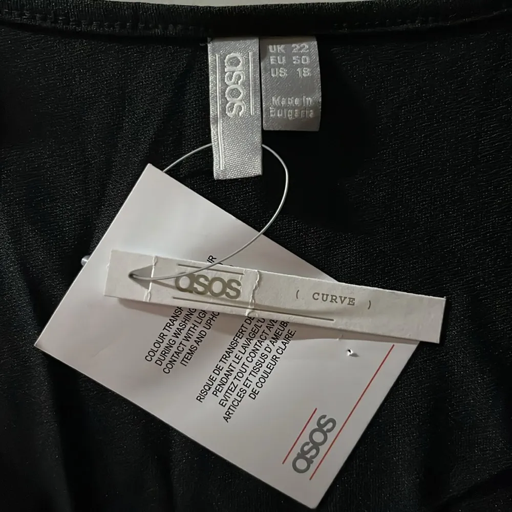 ASOS Curve NWT Size 18 Classic Black Surplice V-Neckline Pleated Maxi Dress - Image 4