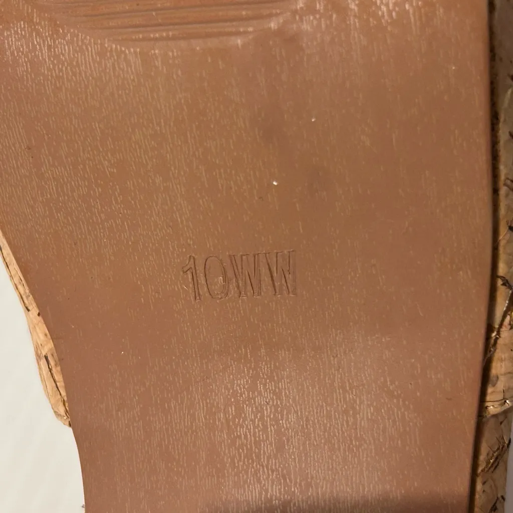 Torrid tan cork platform slide open toe block heels women size 10 WW - Image 9