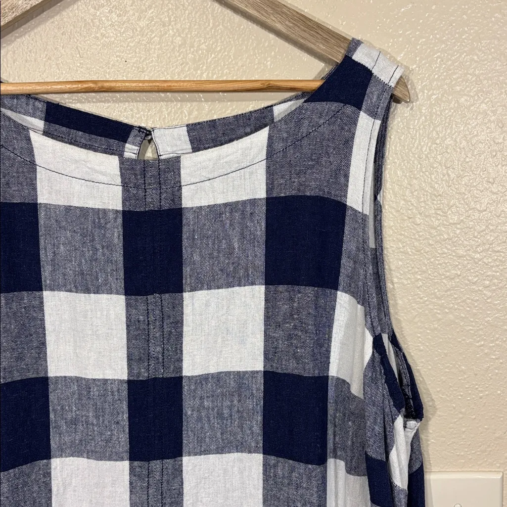 Ava & Viv Navy Linen Rayon Gingham Trapeze Dress with Pockets Size 1X - Image 3