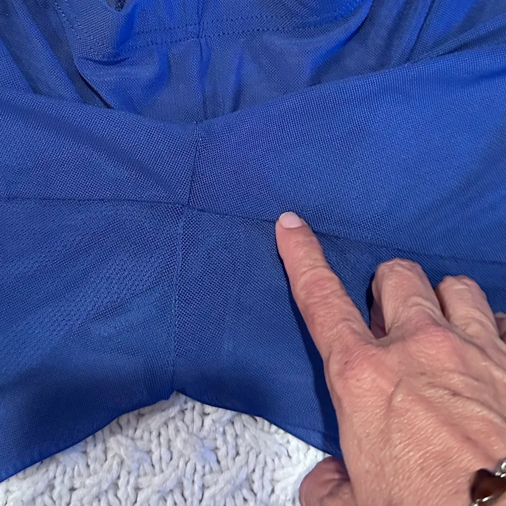 Good American WOMENS Wide Leg Mesh Coverup Pants Capri Blue Size XL  Beach Swim - Image 9