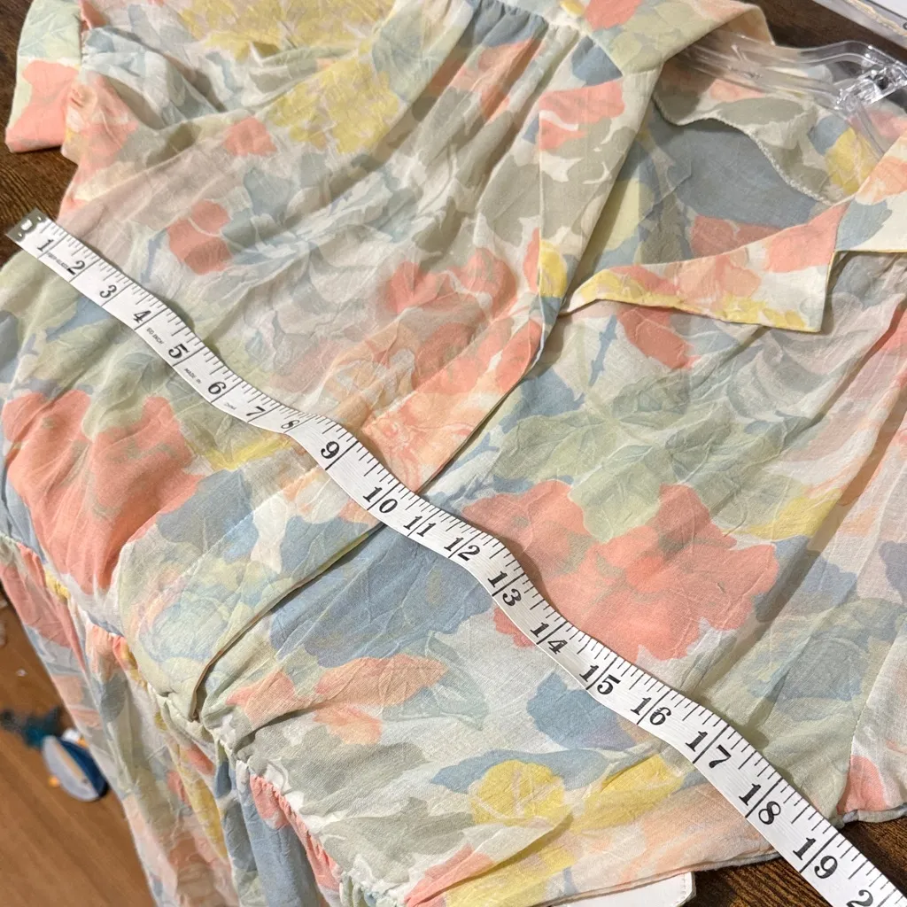 Vintage Pastel Floral Short Sleeve Dress with Belt Pink Size XL - Image 5