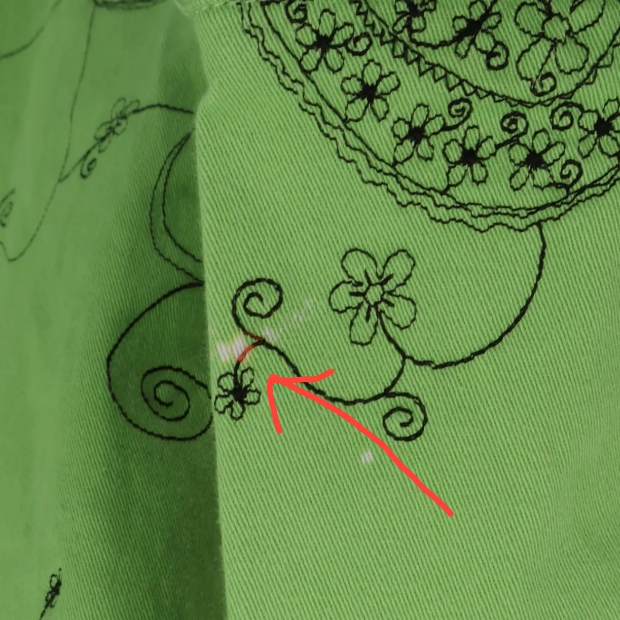 Embroidered Paisley Floral Button Front Shacket Womens Green 3/4 Sleeve Size L Size L - Image 5