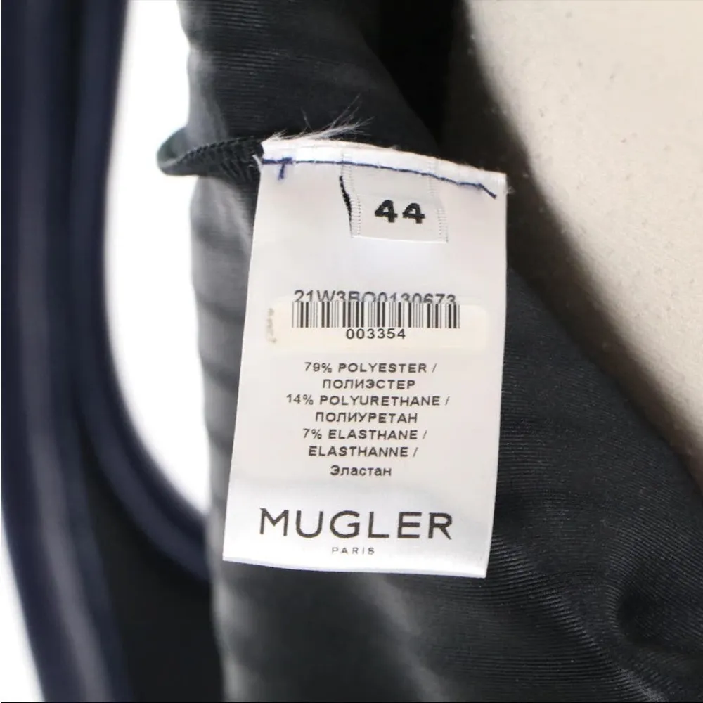 Mugler Bodysuit + Midi Leggings US 12 Two Piece Logo Embossed Luxury Celebrity Blue - Image 15