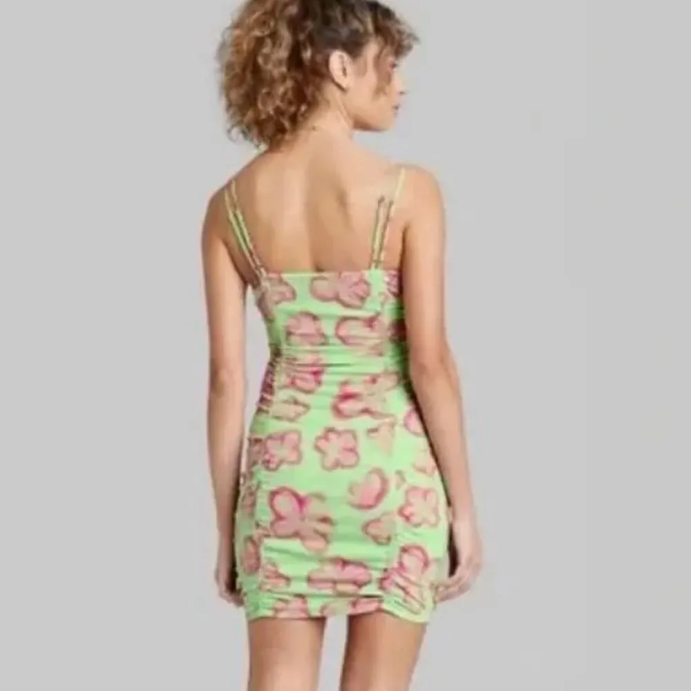 NWT Wild Fable Bodycon Dress floral green cut out size M - Image 3