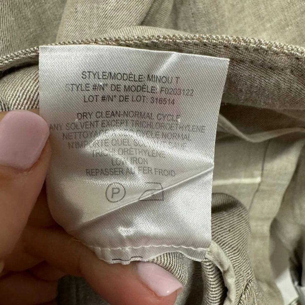 Theory Womens Stretch Linen Beige Khaki Minou T Blazer Tapered Size 4 Small - Image 8