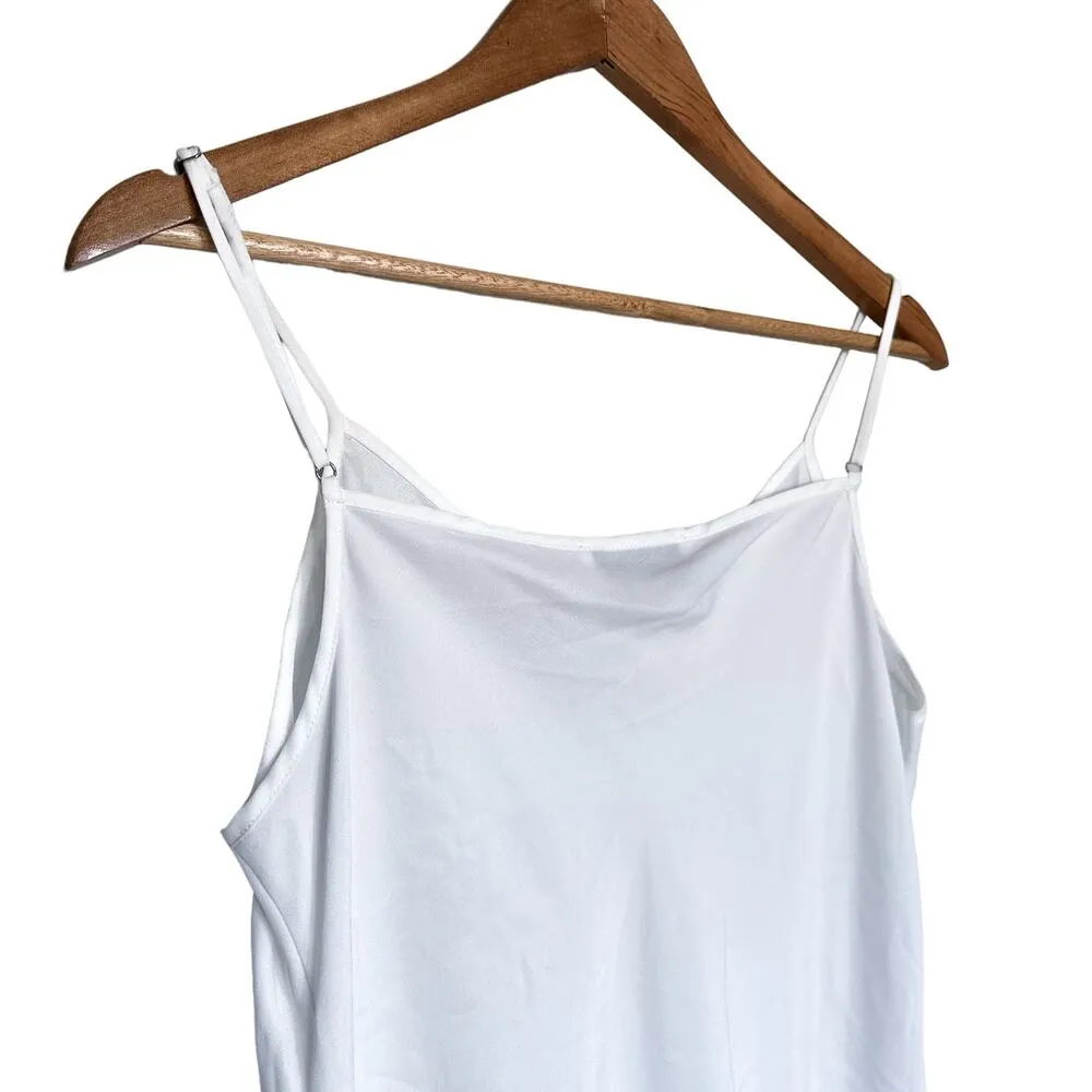 La Ligne V Neck Adjustable Spaghetti Strap Slip Dress Liner Lining White Large - Image 6