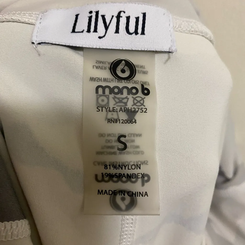 Lilyful Mono B Womens Athletic Yoga Leggings S Small White Gray Camo Camouflage - Image 6