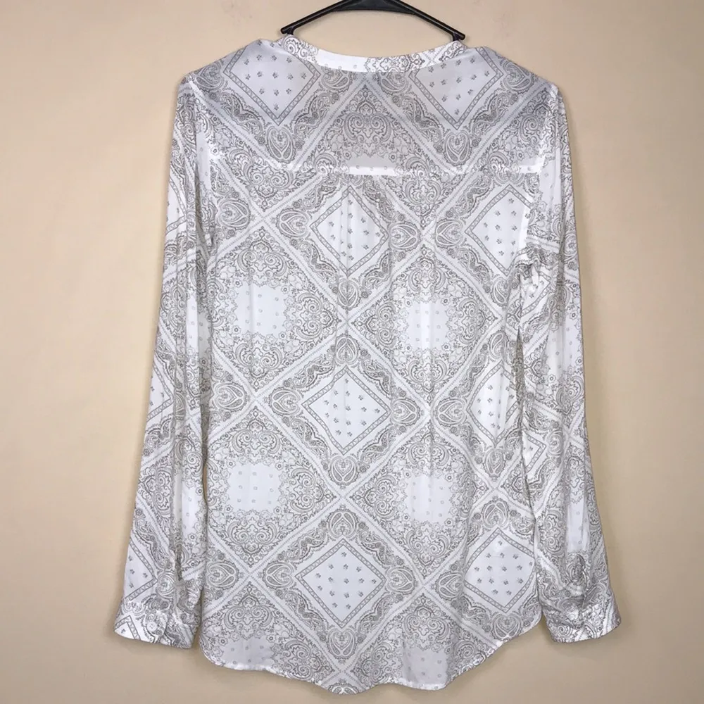 Eddie Bauer Women’s Paisley Print Split Neck Hi-Low Long Sleeve Button-Up Shirt - Image 6