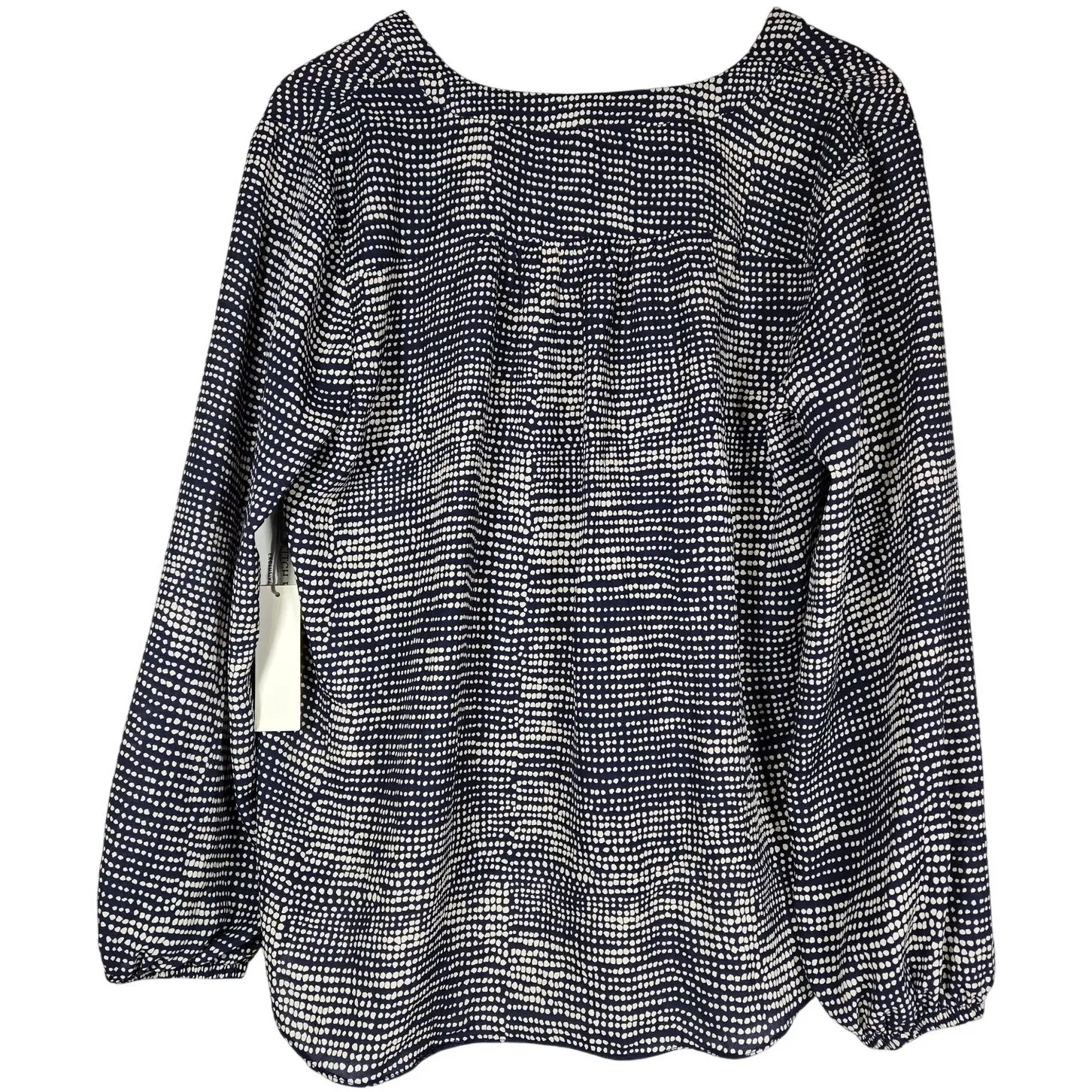 Nine Britton  Deep Navy V Neck Long Sleeve‎ Dotted Blouse M NWT - Image 2