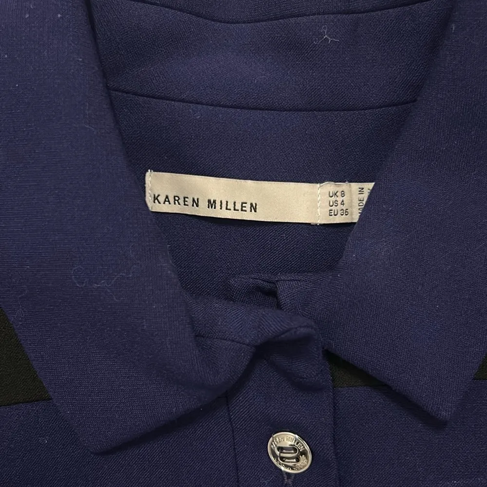 Karen Millen Purple Striped Shirt Knee Length Luxury Business Dress Size 4 - Image 6