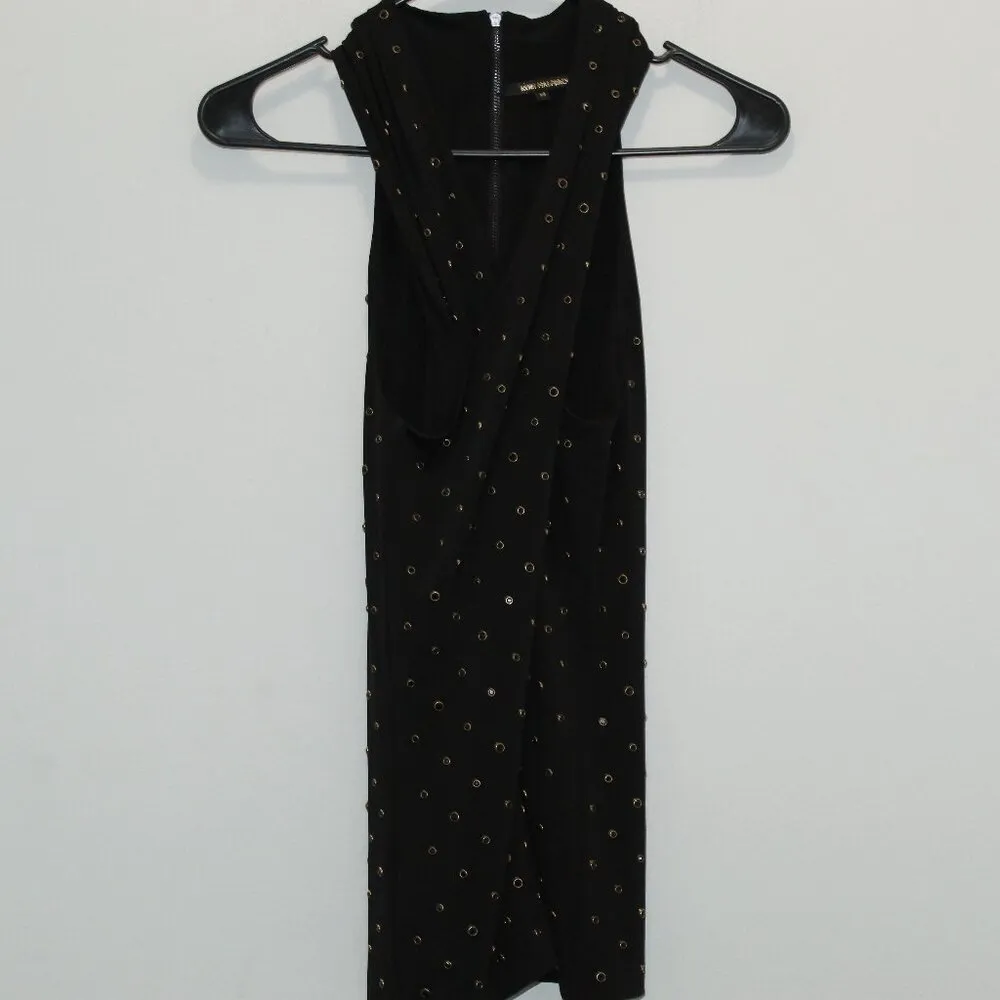 Kobi Halperin Kristine Embellished Top Black Halter Cross Neck Tank Size XS - Image 2