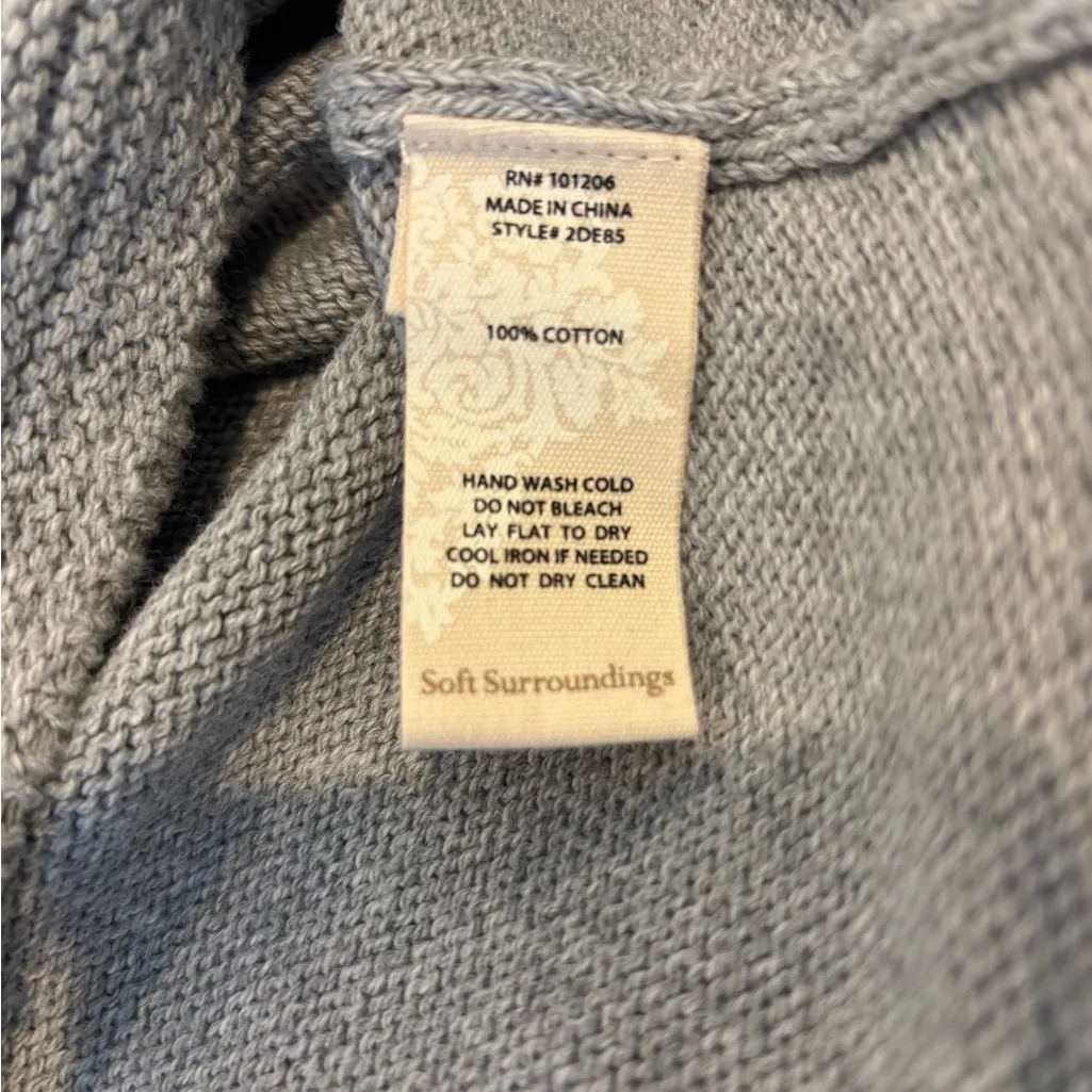 Soft Surroundings Button Neck Hooded Sweater Heather Grey Size M EUC - Image 6