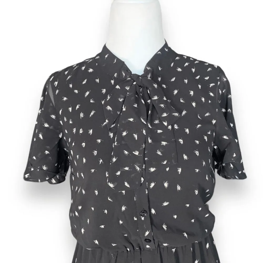 ModCloth Black Dandelion Maxi Dress XS Tie Neck Sheer Flutter Sleeve Feminine - Image 7