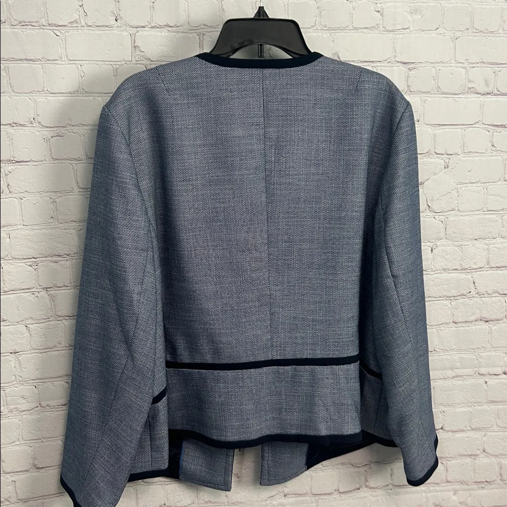 Talbots Woman deep blue tweed woven open front preppy blazer size 22 W plus - Image 8