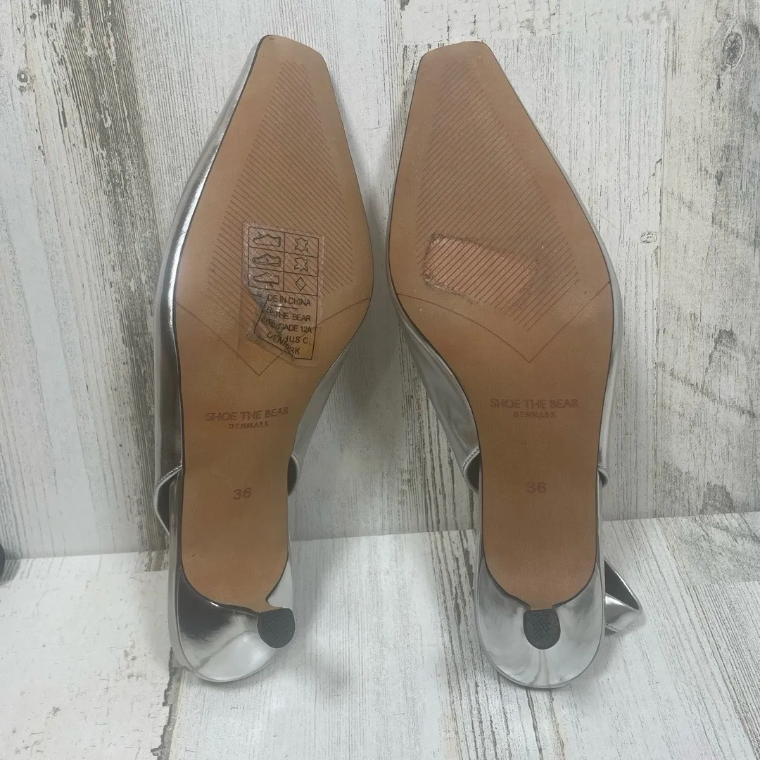 Shoe The Bear Maxine Silver Slingback Kitten Heel Size 36 Metallic Square Toe - Image 8