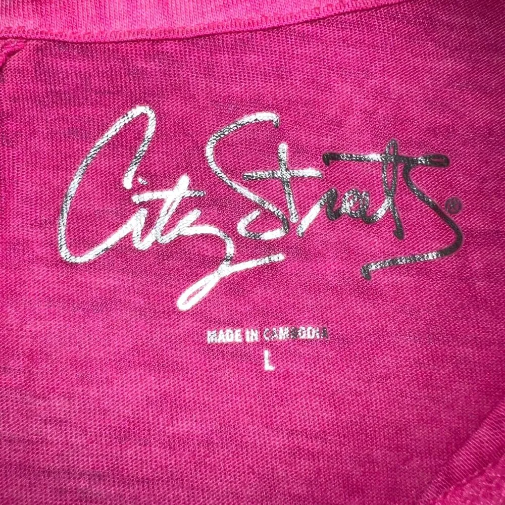 City Streets Womens Hoodie Pullover Sleeveless Vest Neon Pink Large - Image 5