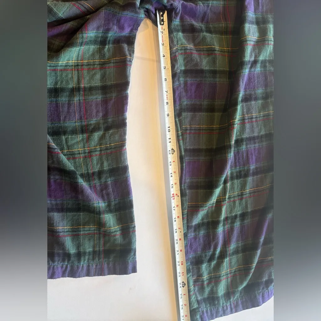 RALPH LAUREN Black Label Purple & Green Plaid Flannel Pajama Set 2 Piece Large - Image 6