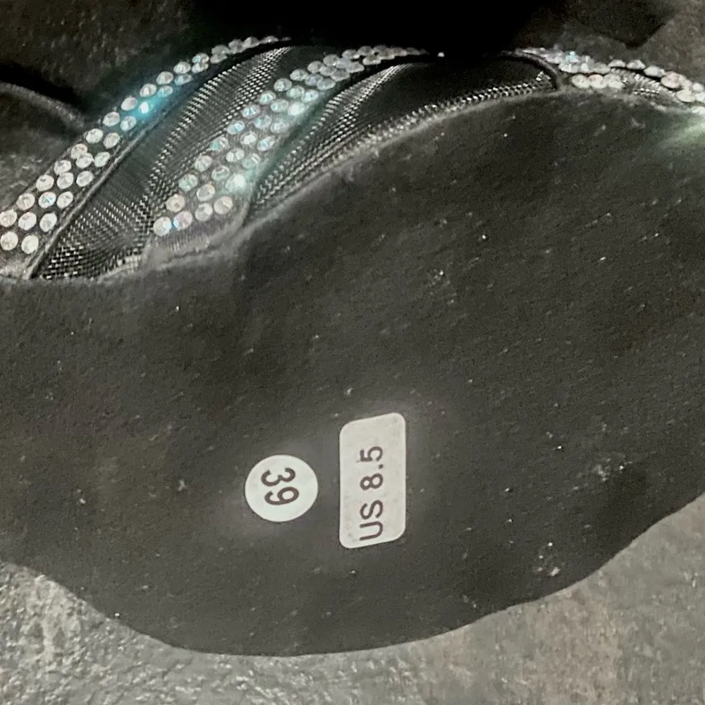 NWOT Womens Ballroom 3" Heels. OpenToe, Black, Suede Soles & Shiny Rhinestones Size 8.5 - Image 11