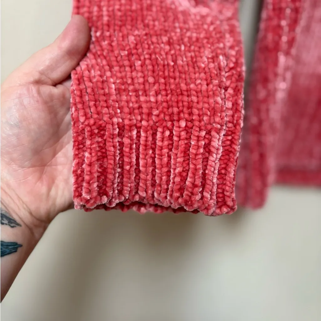 Soft Chenille Sweater Red Cozy Winter V Neck GAP Small - Image 4