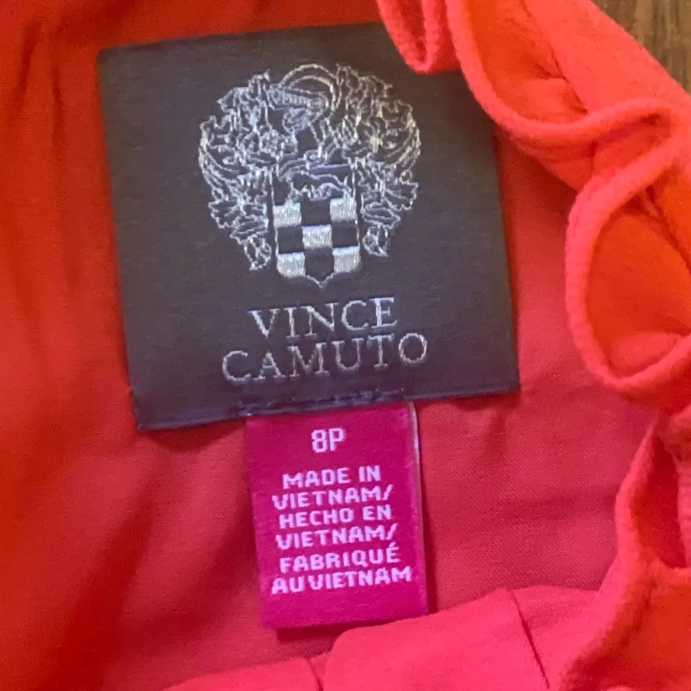 Vince Camuto mini dress 8P red/orange Poppy Chiffon Smocked Tiered Minid… - Image 4
