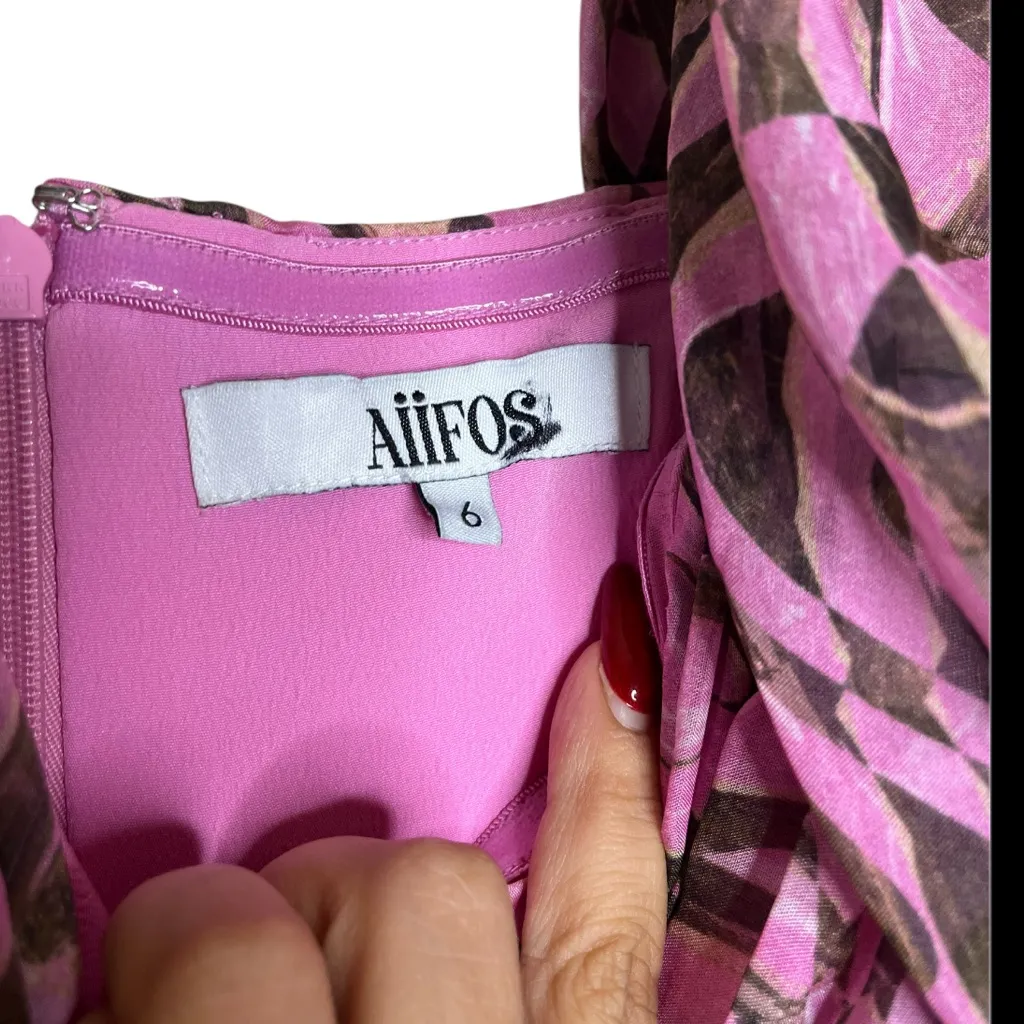 AIIFOS Eleanor Silk Dress size 6 Pink - Image 5