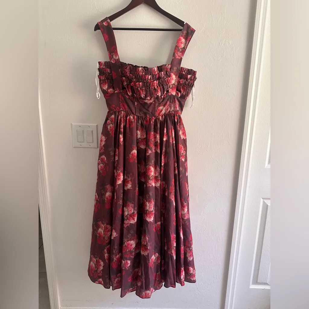Maison Amory THE GRACE BLVD DRESS IN CHERRY ROSE CARNATION Sz L Red Size L - Image 4