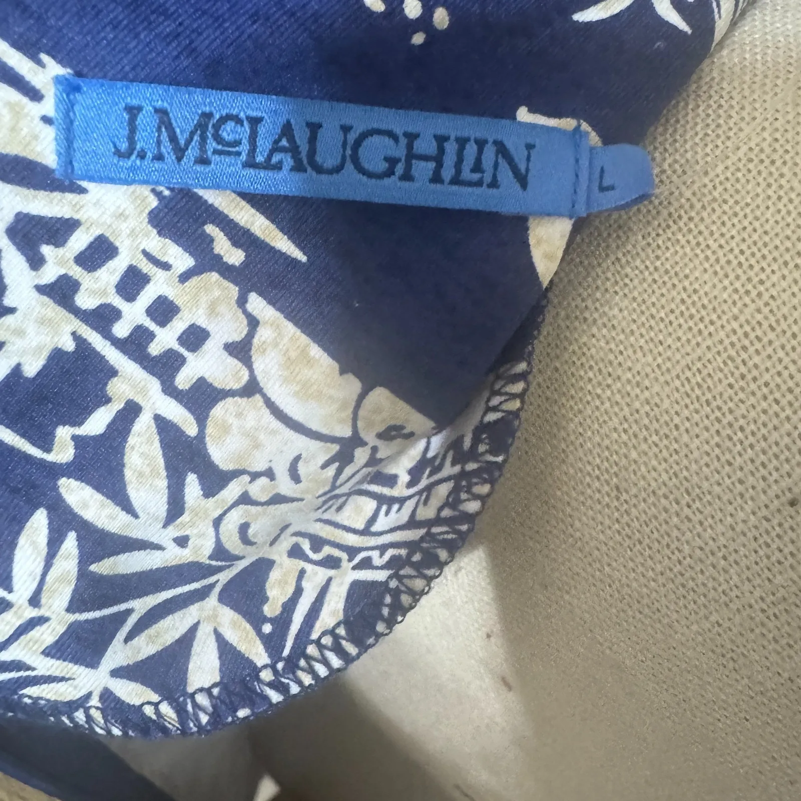 NWT J McLaughlin Sophia Shift Dress Tongsai Palms Blue Catalina Cloth sz L - Image 7