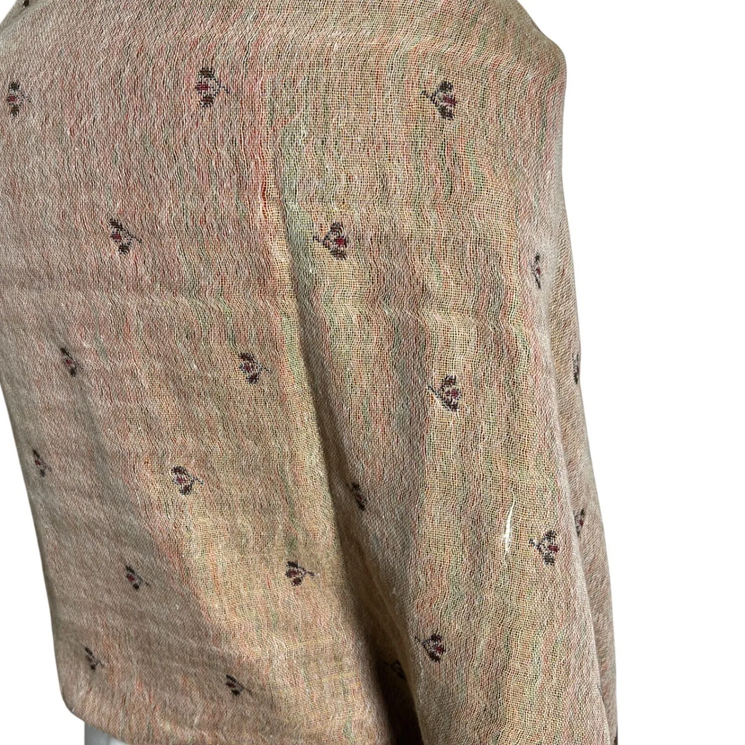 Boho Paisley Pashmina Silk Shawl Wrap Multicolor Fringe Pasmina Oversized - Image 9