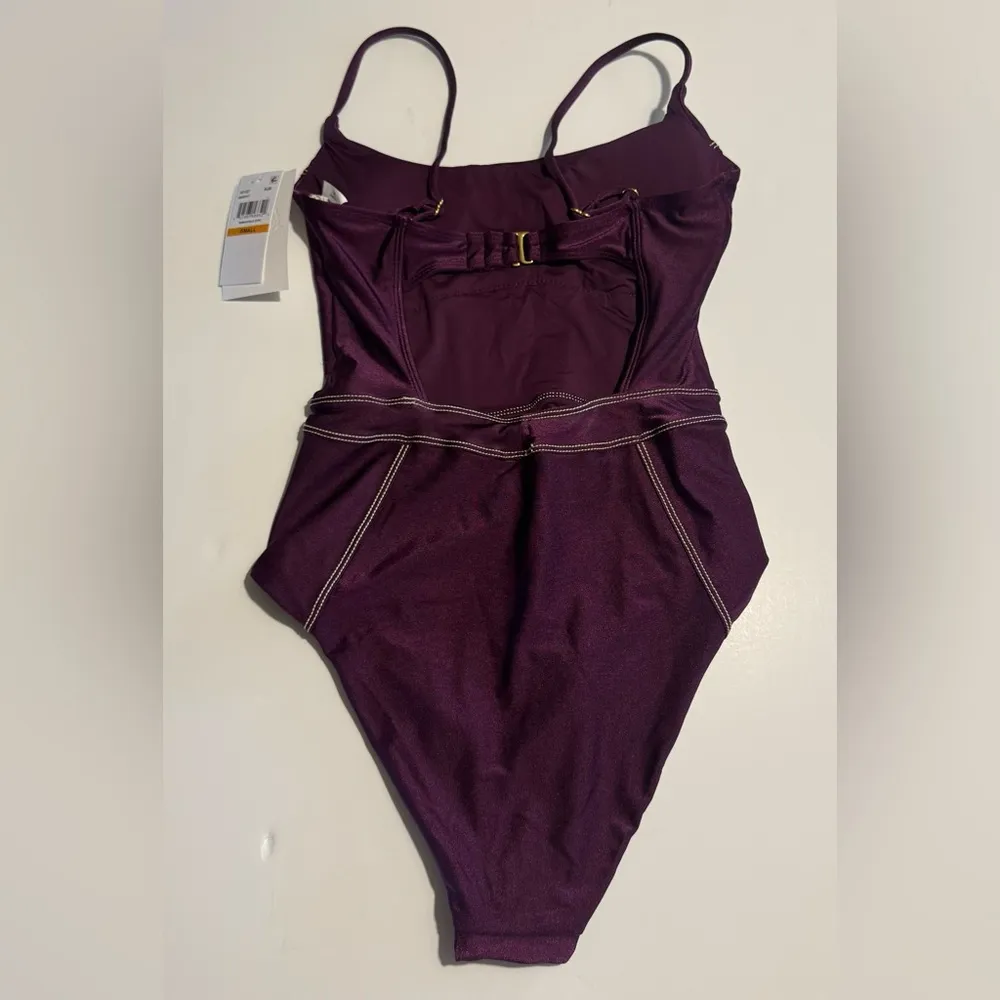 BECCA Women's Standard Color Sheen One Piece Metallic Purple Aubergine corset - Image 6