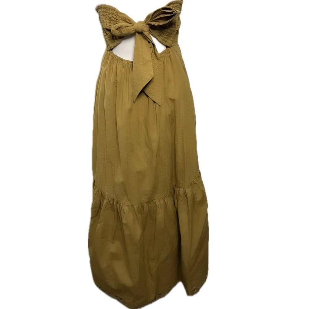 Maeve by Anthropologie Strapless Dress mustard yellow - Image 4