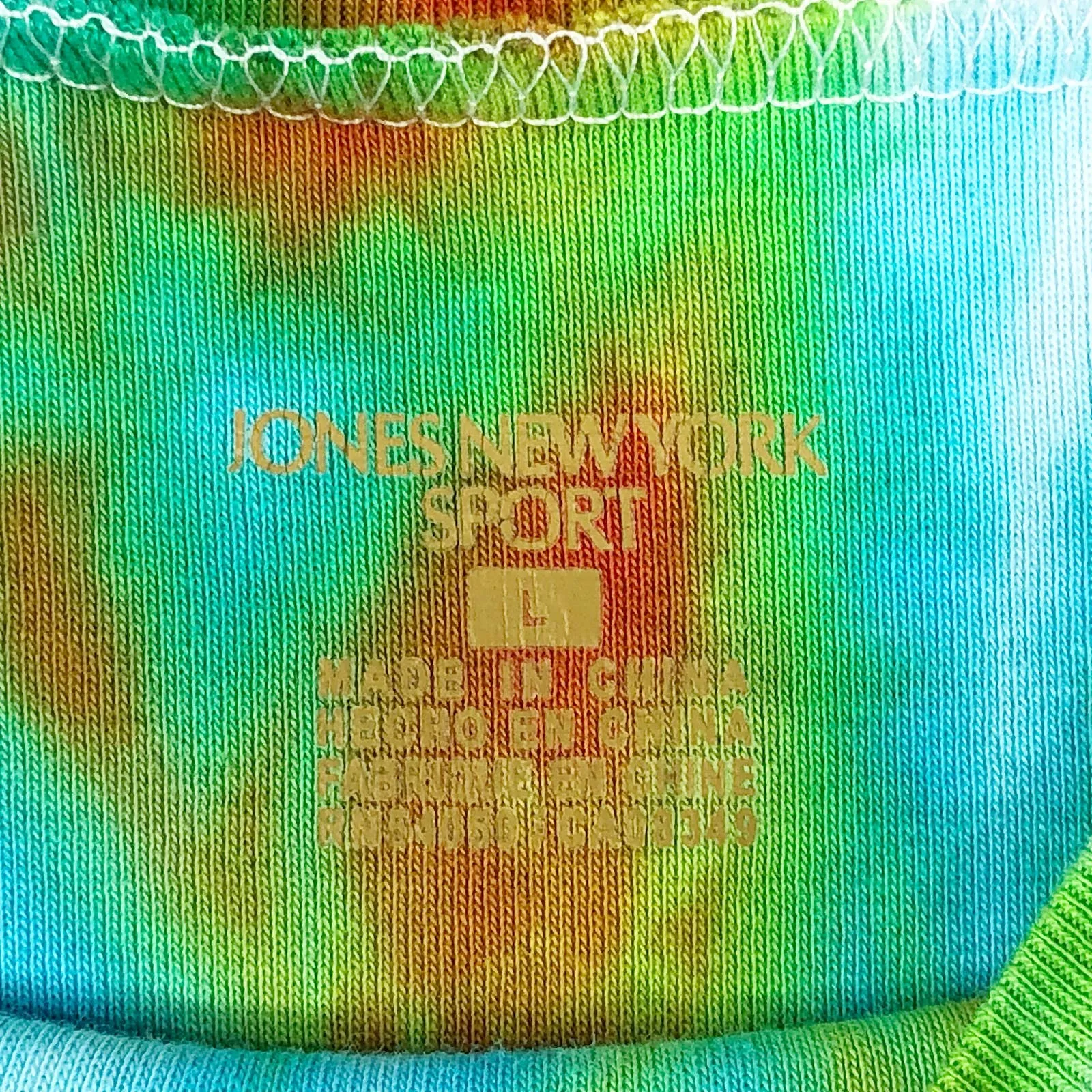 Jones New‎ York Large Top Handmade Tie Dye High Gloss Green Orange Blue 1530 - Image 10