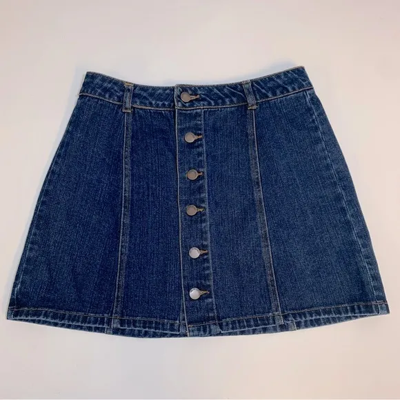 Life in Progress Blue Denim Button Down Mini Skirt‎ Size M - Image 2