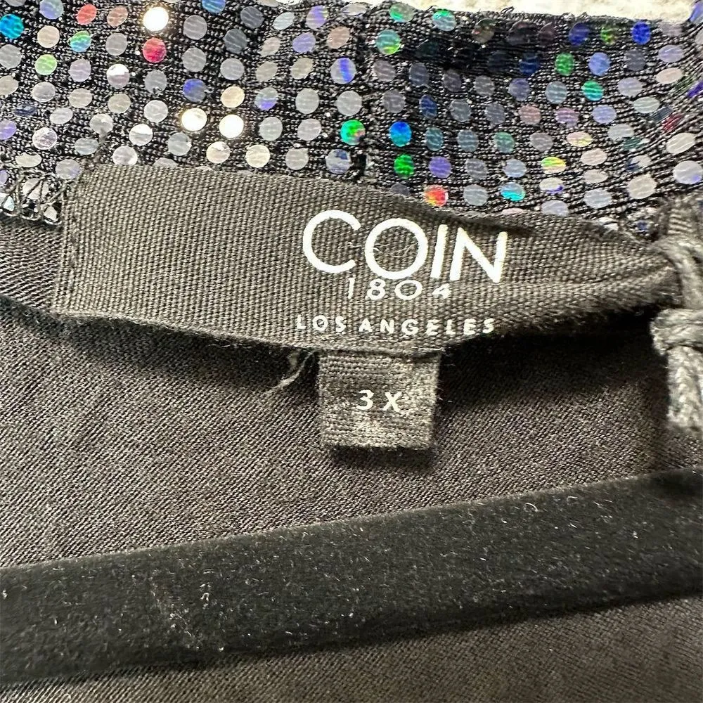 NWT COIN 1804 Plus 3XL Black Sequin Trim Open Front Tunic Cardigan Sweater Size undefined - Image 3