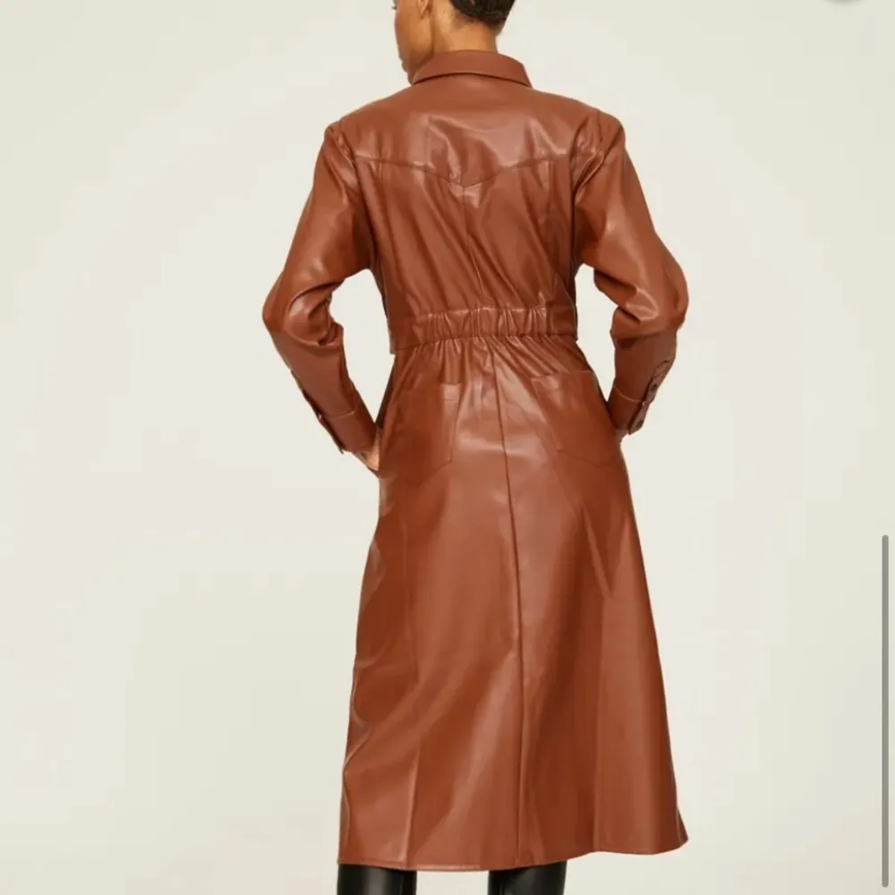 Marissa Webb Faux Leather Shirt Dress Size 10 Brown - Image 2