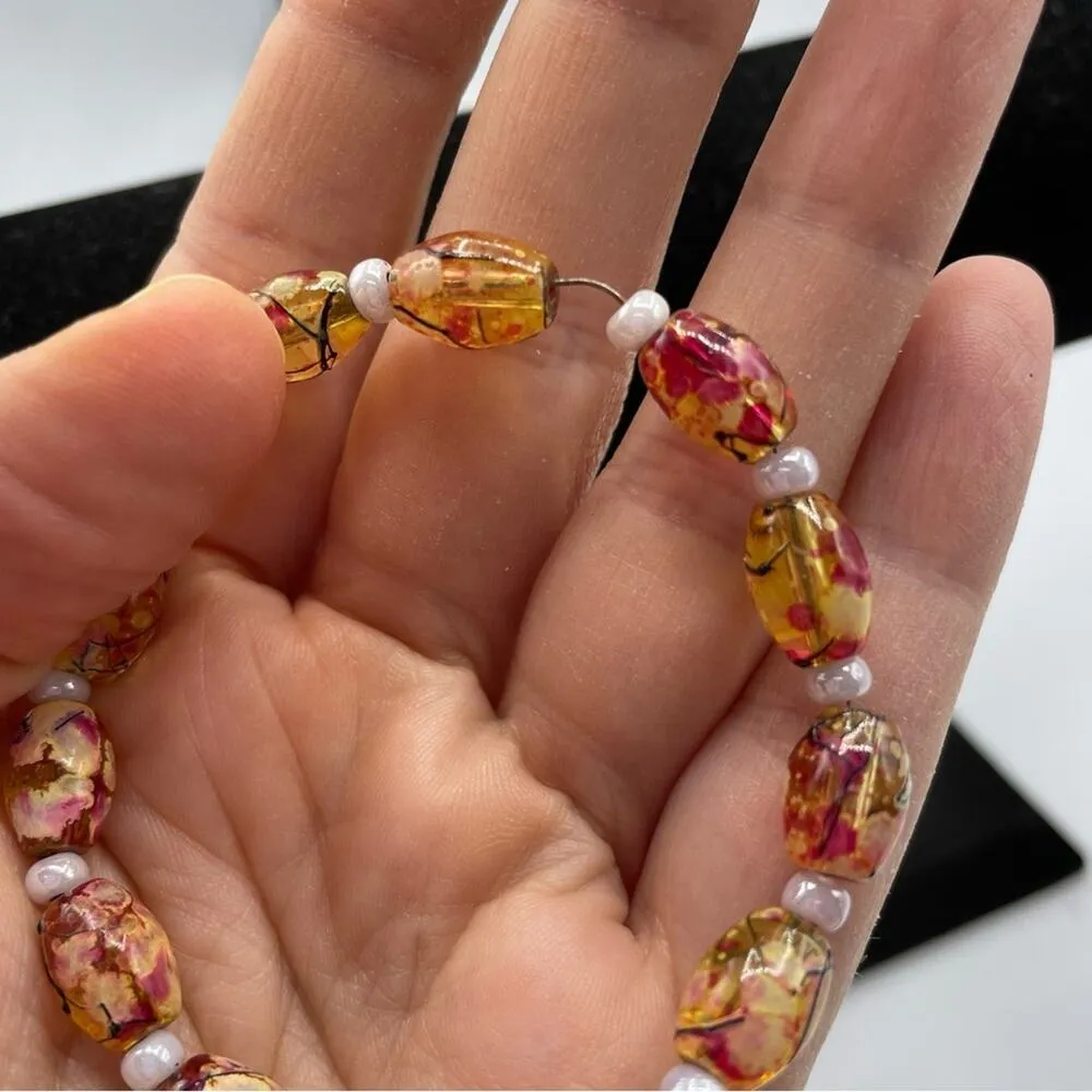 Pink & Orange Plastic Beas Bracelet - Image 2