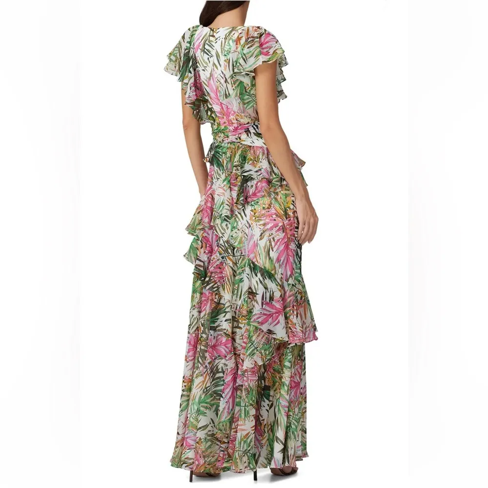Multi Palm Ruffle Maxi Dress, Plus Size 22, Retail $890 - Image 3
